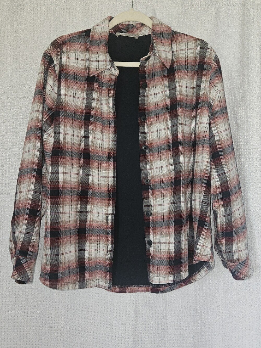Lee Riders Plaid Flannel Fleece Lined Red  Blue Shacket Shirt Jacket Button-L